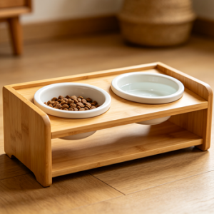 ElevatePaw Bamboo Raised Feeder